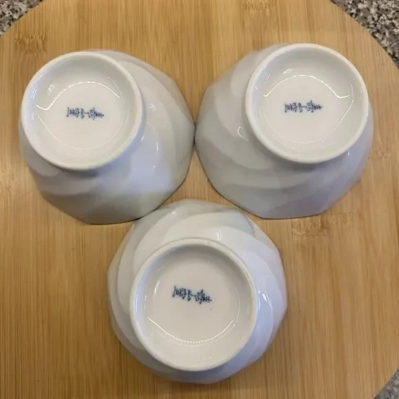 Vintage Japanese Porcelain Arita Juzan Gama Namasu Showa Peony Bowls Set Of 3 - Picture 7 of 12